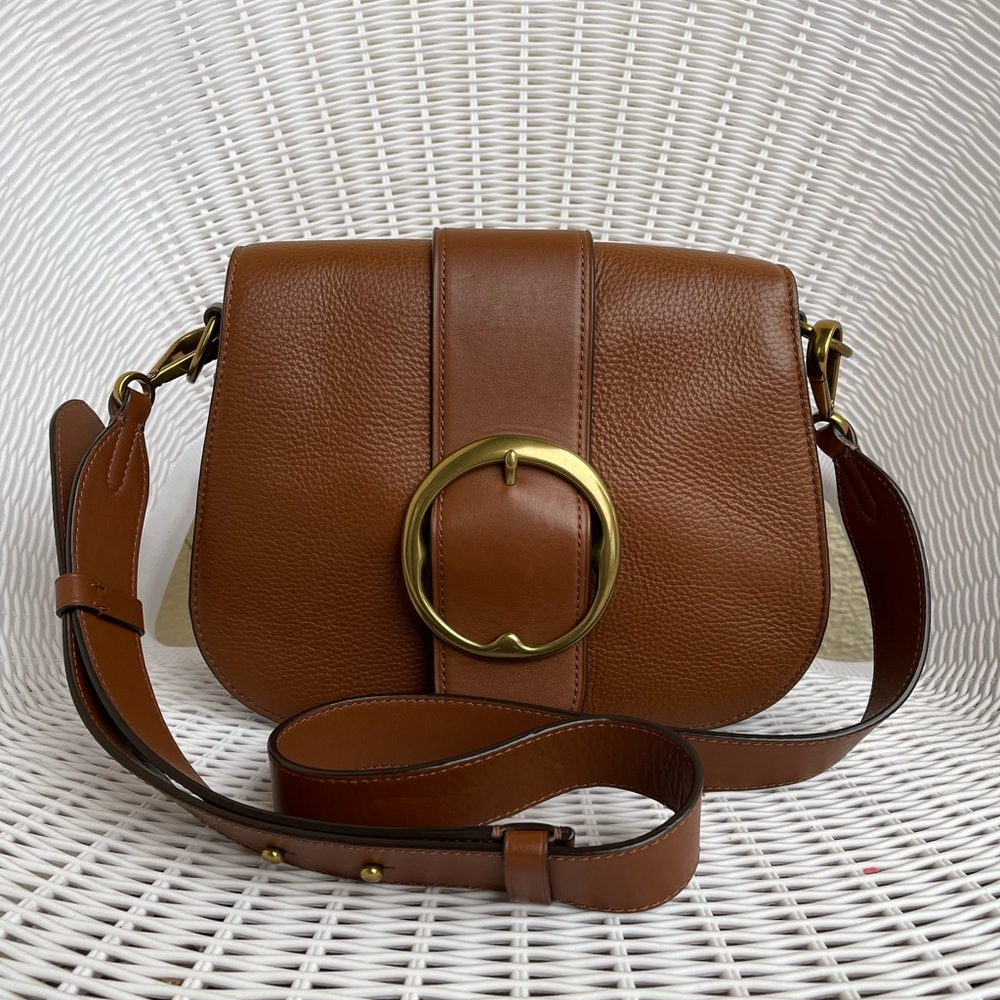 Ralph Lauren Large Lennox Tan Brown Saddle Bag